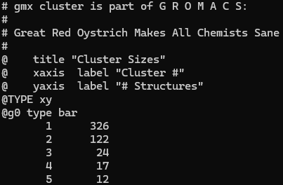Example of gmx cluster size distribution
