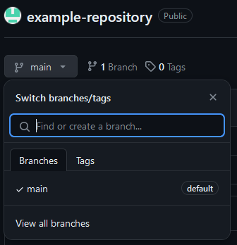 Menu to switch or create branches