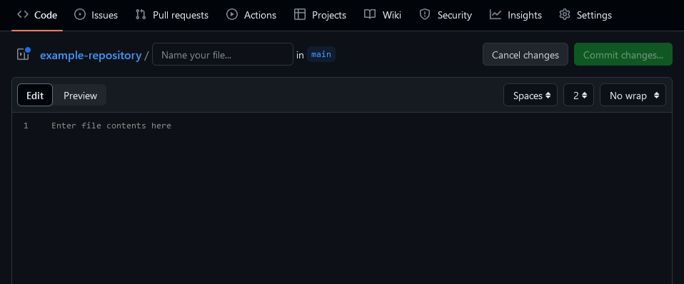Creating files via GitHub GUI